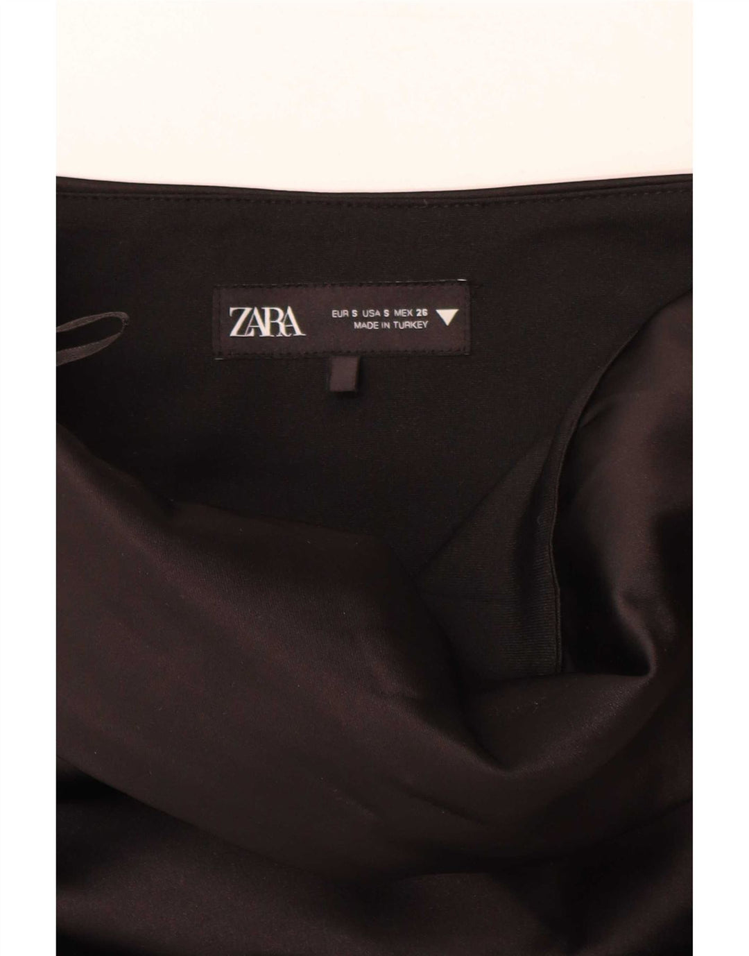 Top Crop fără bretele pentru femei Zara UK 10 Poliester negru mic