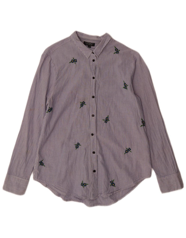 Cămașă Topshop pentru femei UK 10 Small Blue Pinstripe Bumbac