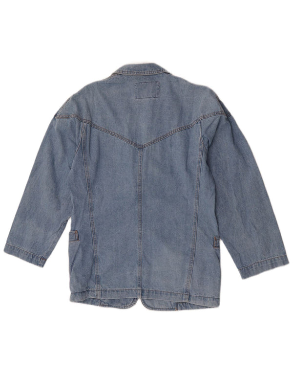 POP 84 Jachetă pentru femei din denim cu 2 nasturi, UK 10, albastru mic