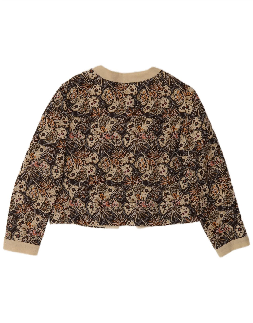 Jachetă Bolero Vintage pentru femei UK 14 Medium Brown Floral