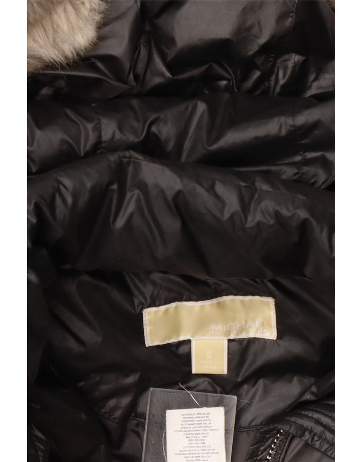 Palton căptușit cu glugă pentru femei Michael Kors UK 10 Nylon gri mic