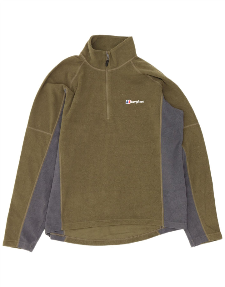 Jumper pentru bărbați Berghaus, cu fermoar și gât, din fleece, mediu kaki, poliester