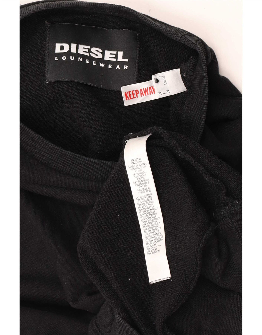 Pulover cu grafic pentru femei Diesel, UK 14, bumbac mediu negru