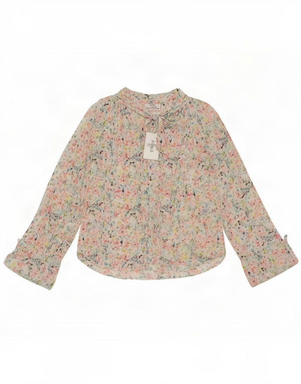 Bluză vintage cu cravată în față pentru femei UK 14 Medium Multicolor Geometric