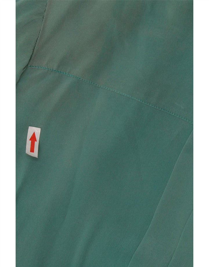 VINTAGE Bluză cu mânecă lungă cu cravată în față pentru femei UK 16 Mare Mătase verde