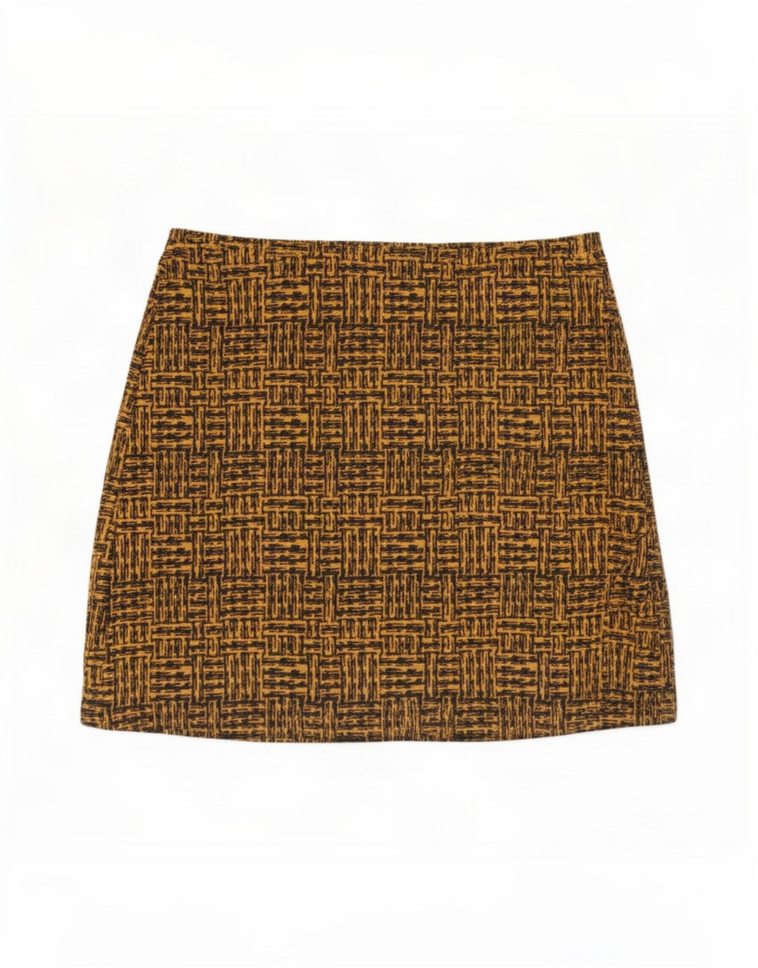 Fusta mini pentru femei Marks & Spencer UK 14 mare W36 maro poliester geometric