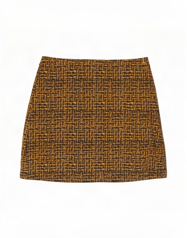 Fusta mini pentru femei Marks & Spencer UK 14 mare W36 maro poliester geometric