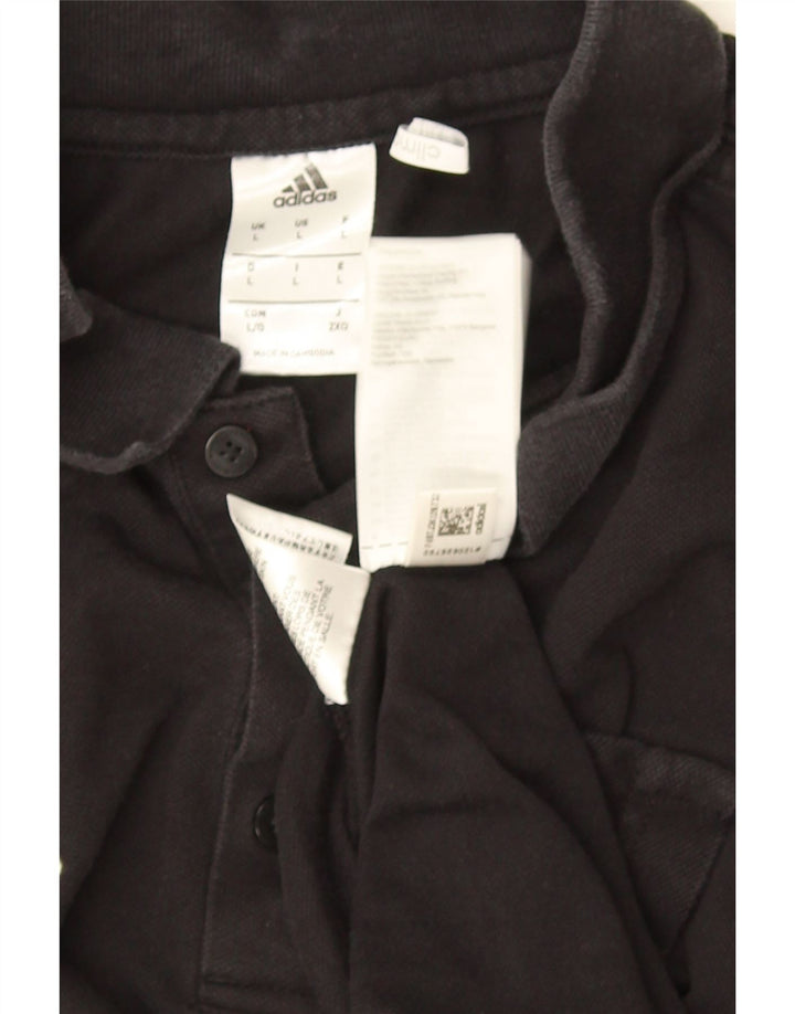 Tricou polo Adidas Climalite pentru bărbați, bumbac negru mare
