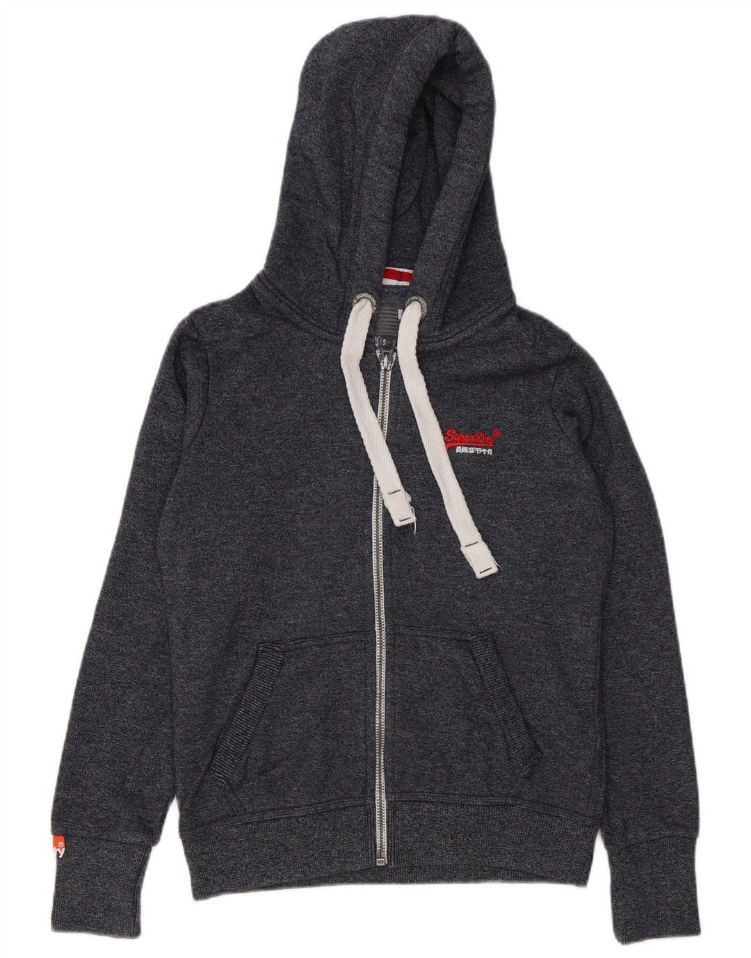 Pulover Superdry pentru bărbați, cu fermoar, bumbac cu pete, gri mediu