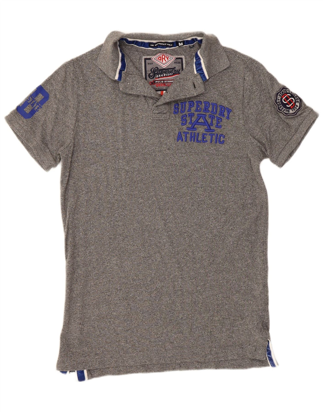 SUPERDRY tricou polo cu grafică pentru bărbați, bumbac gri mediu