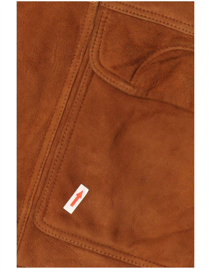 Jachetă din shearling vintage pentru bărbați, cu ajustare largă, IT 46 din piele maro mică