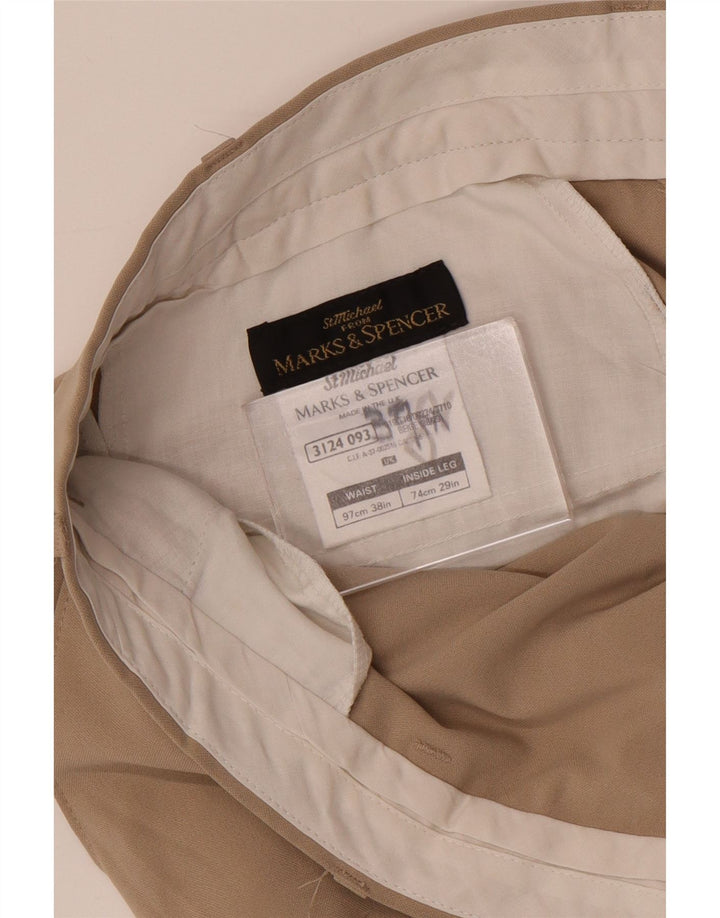 Pantaloni tăiați pentru bărbați Marks & Spencer W38 L24 poliester bej