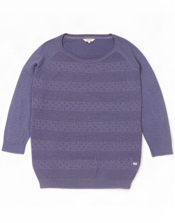 Fat Face Pulover pentru femei cu mâneci 3/4 și gât barcă UK 12 Medium Blue
