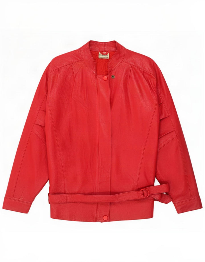 Jachetă de piele vintage pentru femei UK 16 Large Red