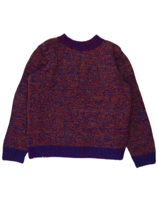 Pulover vintage cu gât țestoasă pentru femei UK 16, mare, albastru pete