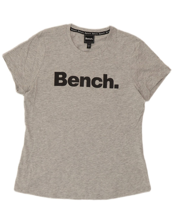 BENCH Tricou cu grafic pentru femei Top UK 16 mare, gri bumbac cu pete