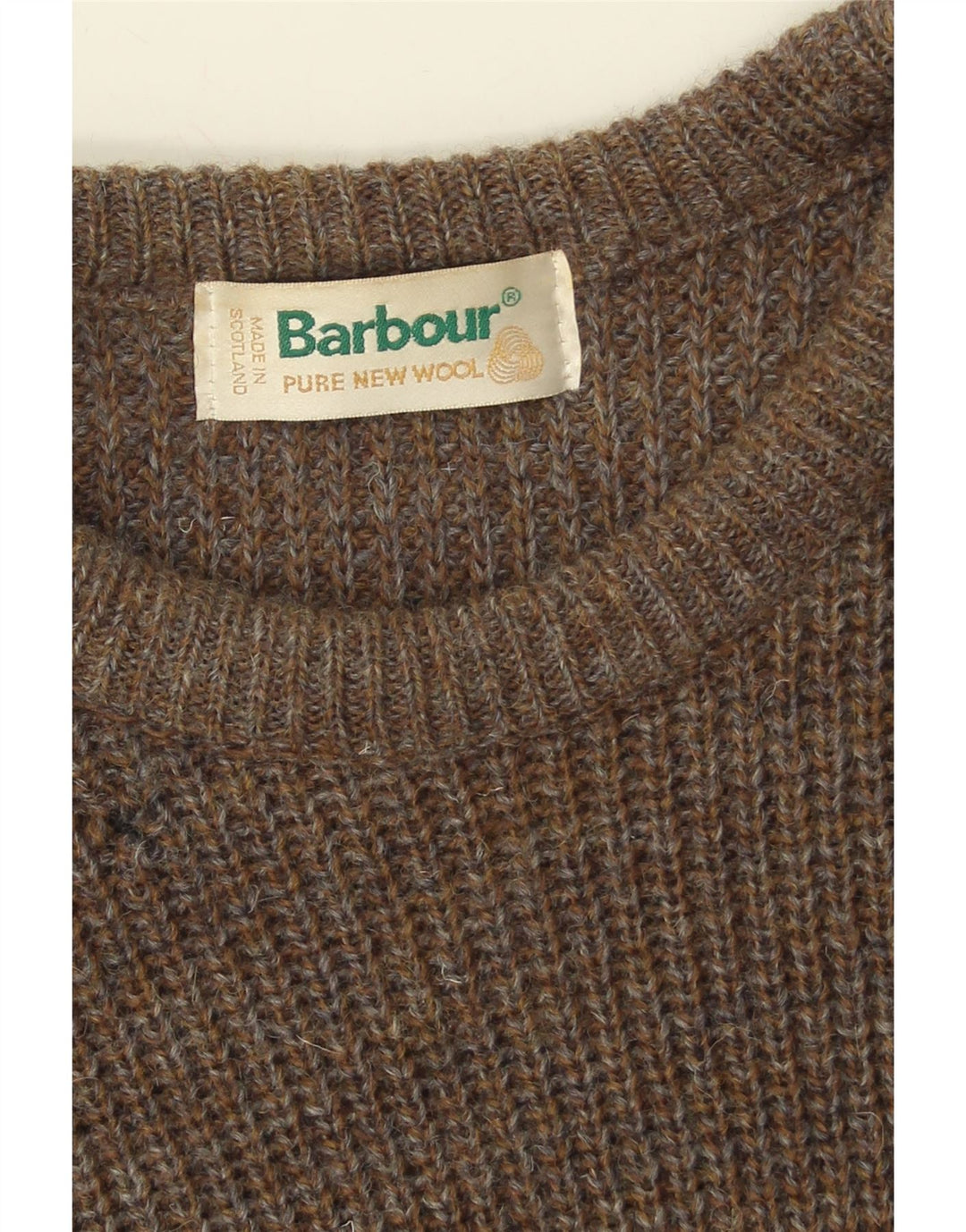 Pulover BARBOUR pentru bărbați cu gât crew, lână nouă, kaki mediu