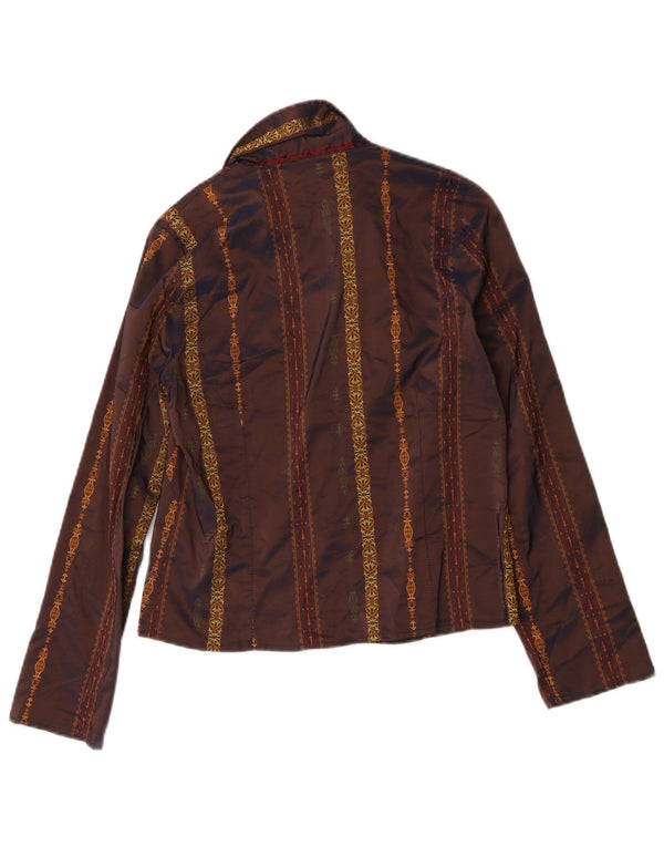 Bluză cămașă vintage pentru femei UK 12 Medium Brown Paisley