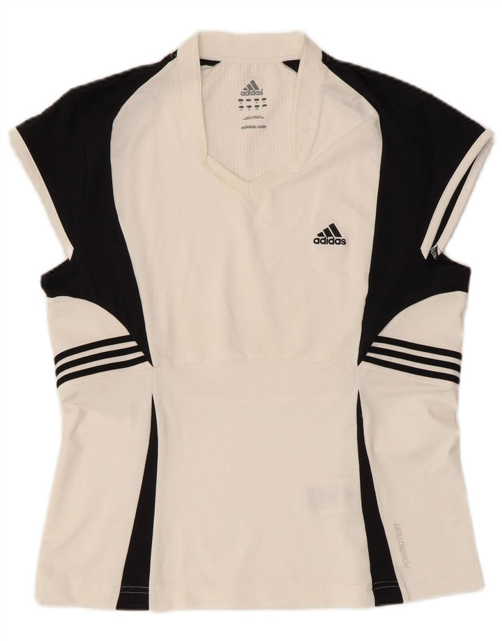 Tricou Adidas Climacool pentru femei Top UK 16, mare, alb, poliester color bloc