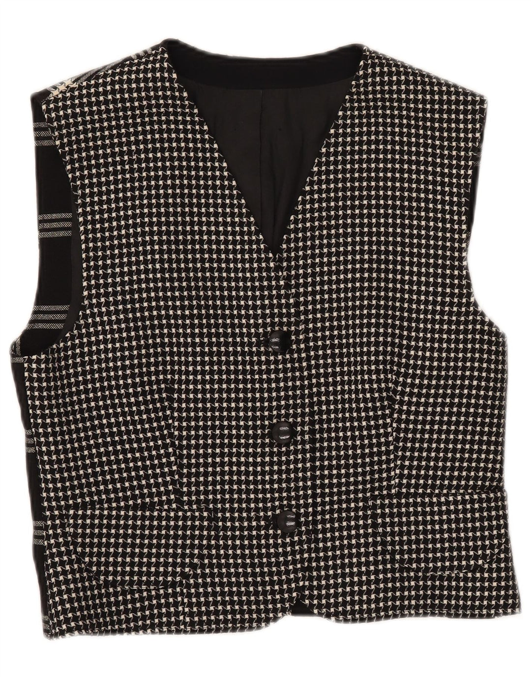 Vestă VINTAGE pentru femei UK 12 Medium Black Check