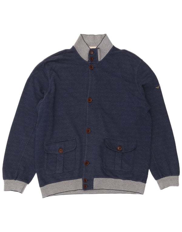 Pulover cardigan pentru bărbați Henry Cottons 2XL, bumbac colorblock albastru bleumarin