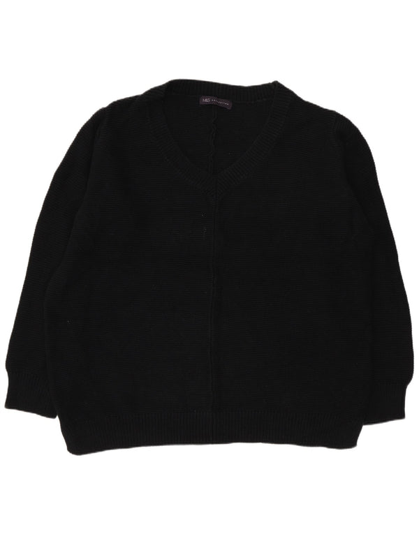 Pulover cu decolteu în V pentru bărbați Marks & Spencer UK 20 2XL bumbac negru