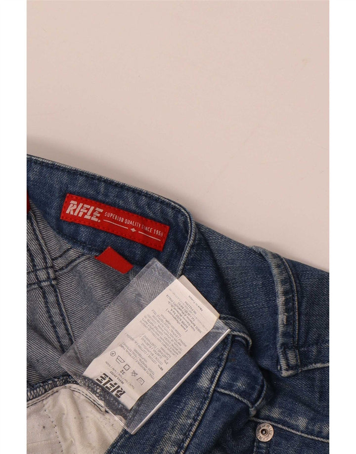 Blugi slim pentru bărbați Rifle Distressed W32 L34 Bumbac albastru