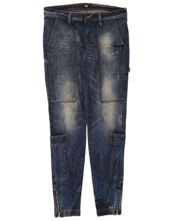 Blugi skinny învechiți pentru femei Dolce & Gabbana IT 40 Small W30 L30 Albastru