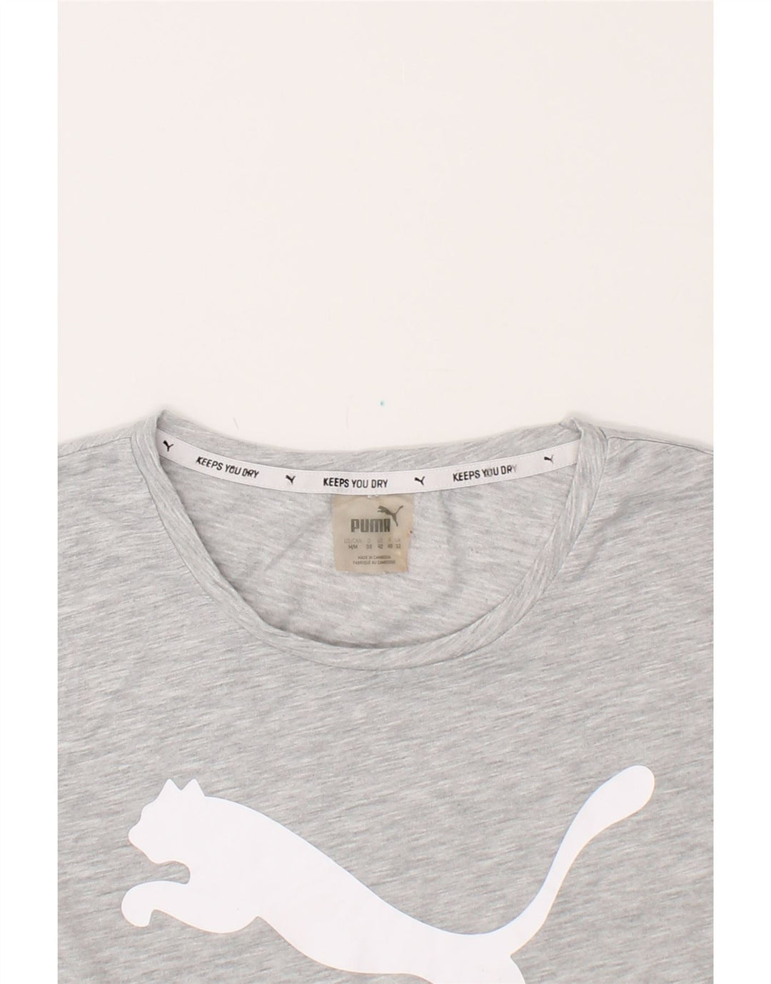 PUMA Womens Graphic T-Shirt Top UK 12 Medium Grey Vintage Puma and Second-Hand Puma from Messina Hembry 