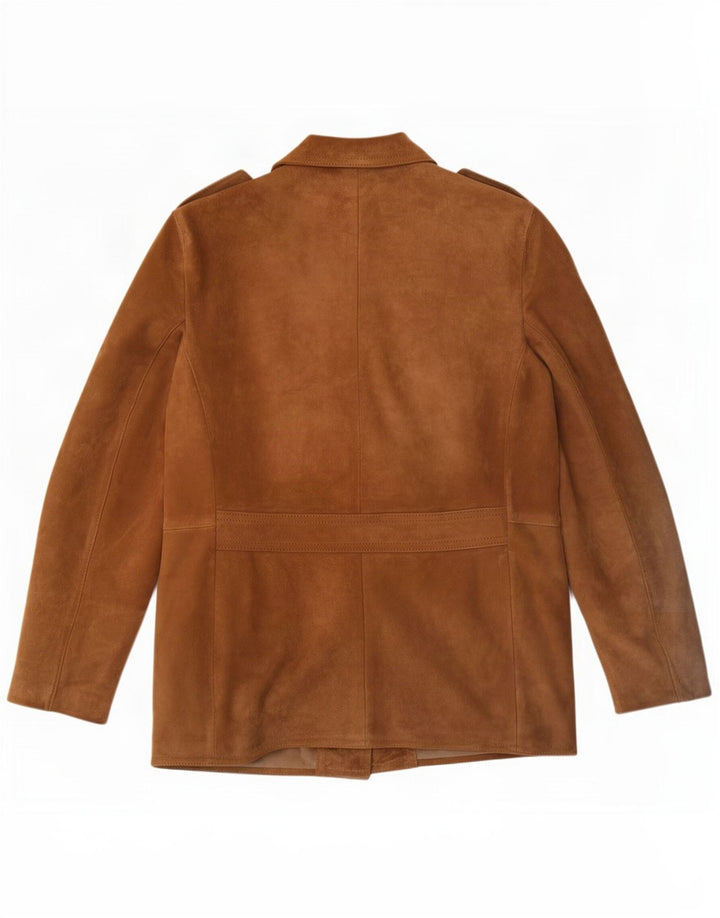 Jachetă militară din piele intoarsa pentru barbati vintage UK 38 Medium Beige Piele