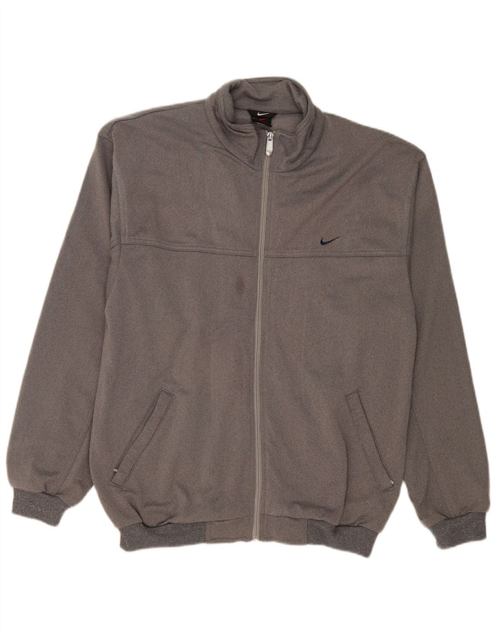 NIKE Mens Tracksuit Top Jacket UK 39/41 Medium Grey Polyester