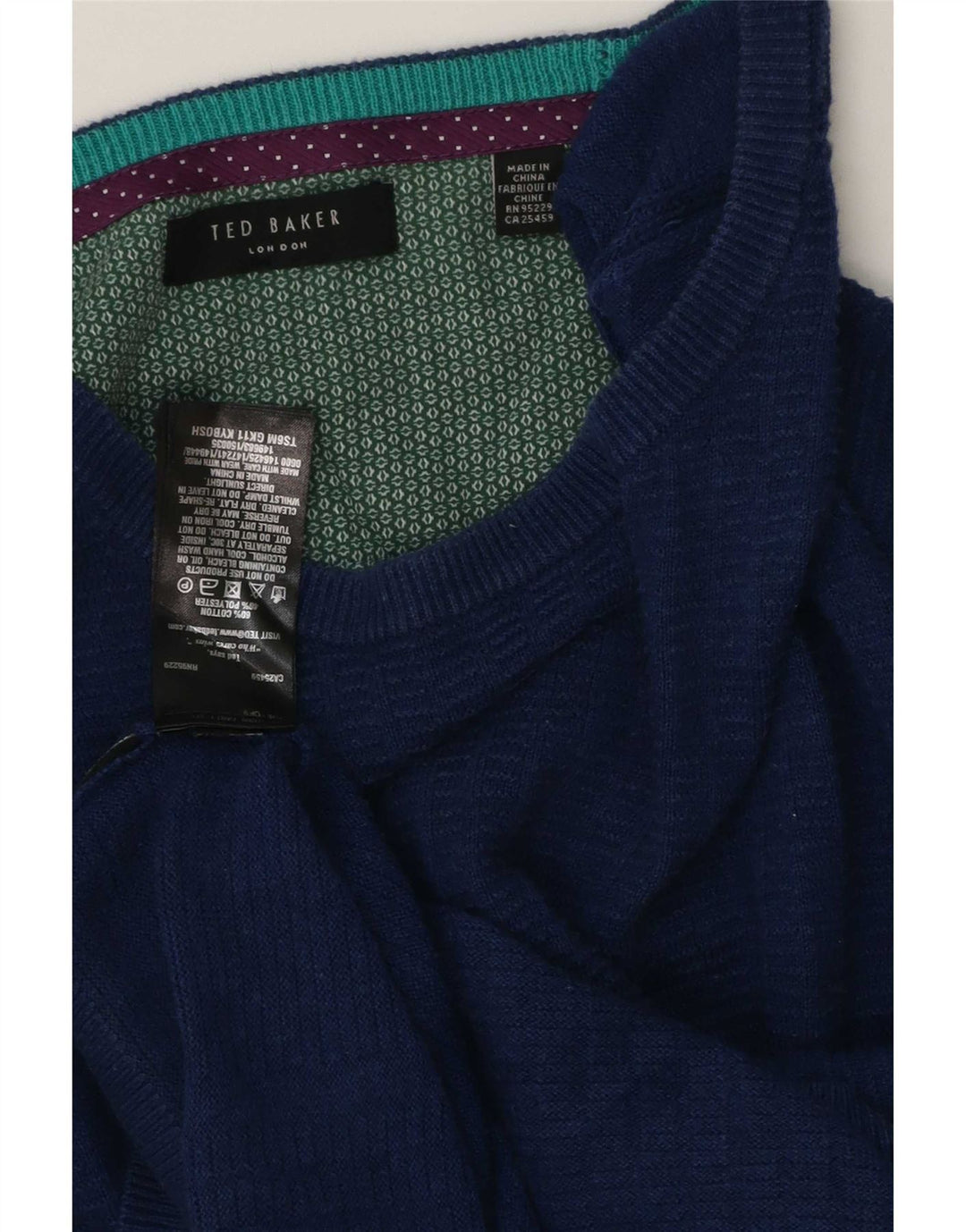 Pulover pentru bărbați Ted Baker, cu gât de barcă, mare, albastru, bumbac