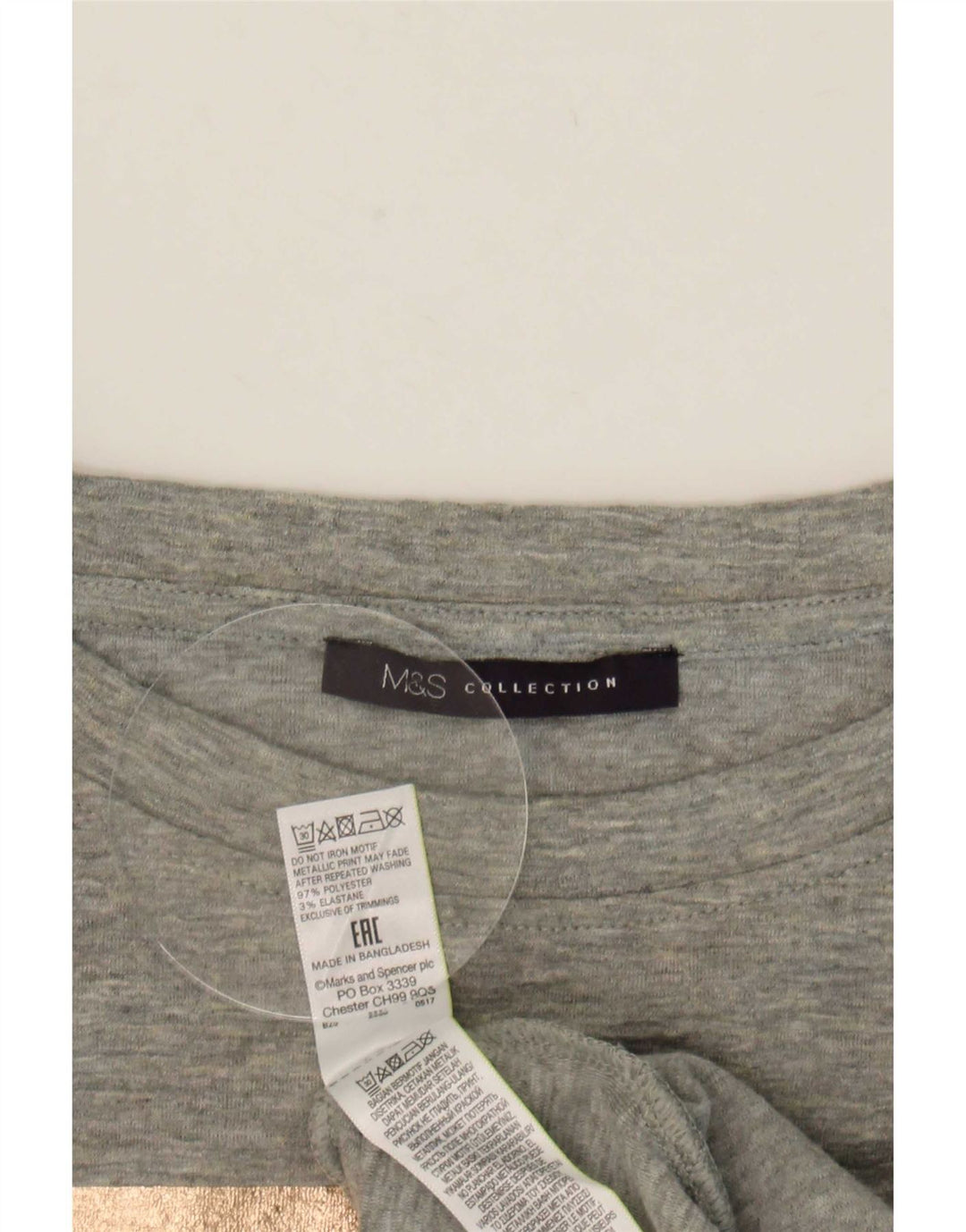 Marks & Spencer Top grafic pentru femei cu mânecă lungă UK 16, mare, gri, bloc de culoare