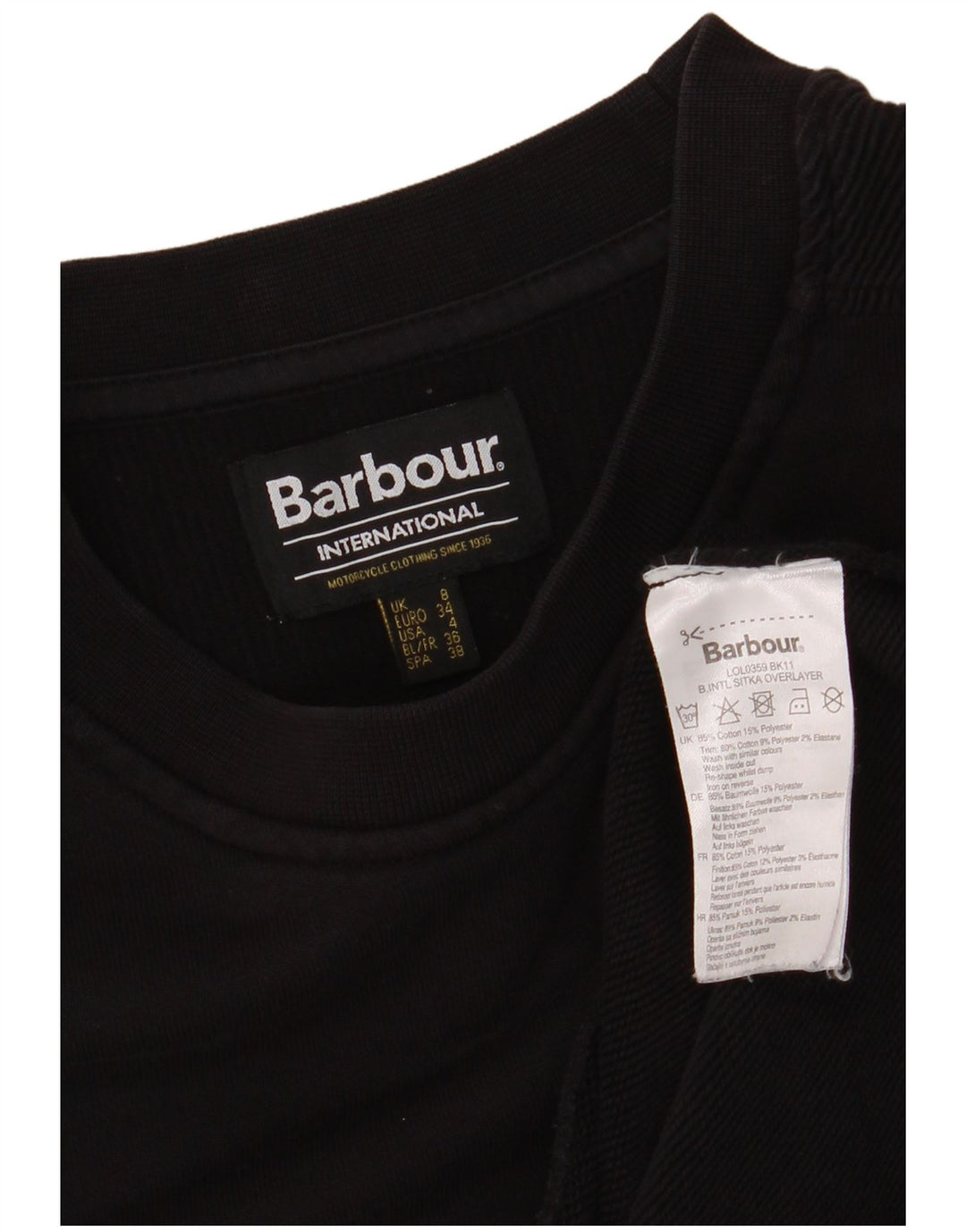 BARBOUR Pulover supradimensionat pentru femei UK 8 Bumbac negru mic