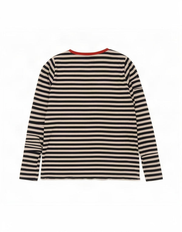 Marks & Spencer Womens Top Long Sleeve UK 10 Small Navy Blue Striped