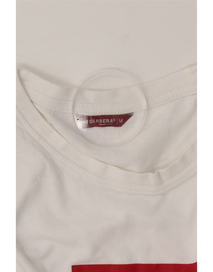 CARRERA Mens Graphic T-Shirt Top Medium White Vintage Carrera and Second-Hand Carrera from Messina Hembry 
