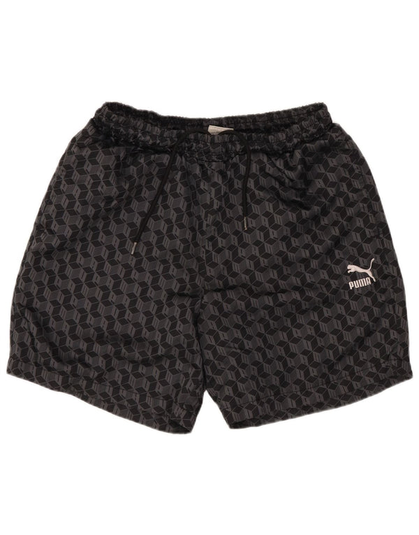 Pantaloni scurți de înot Puma pentru bărbați, poliester geometric geometric mic, negru