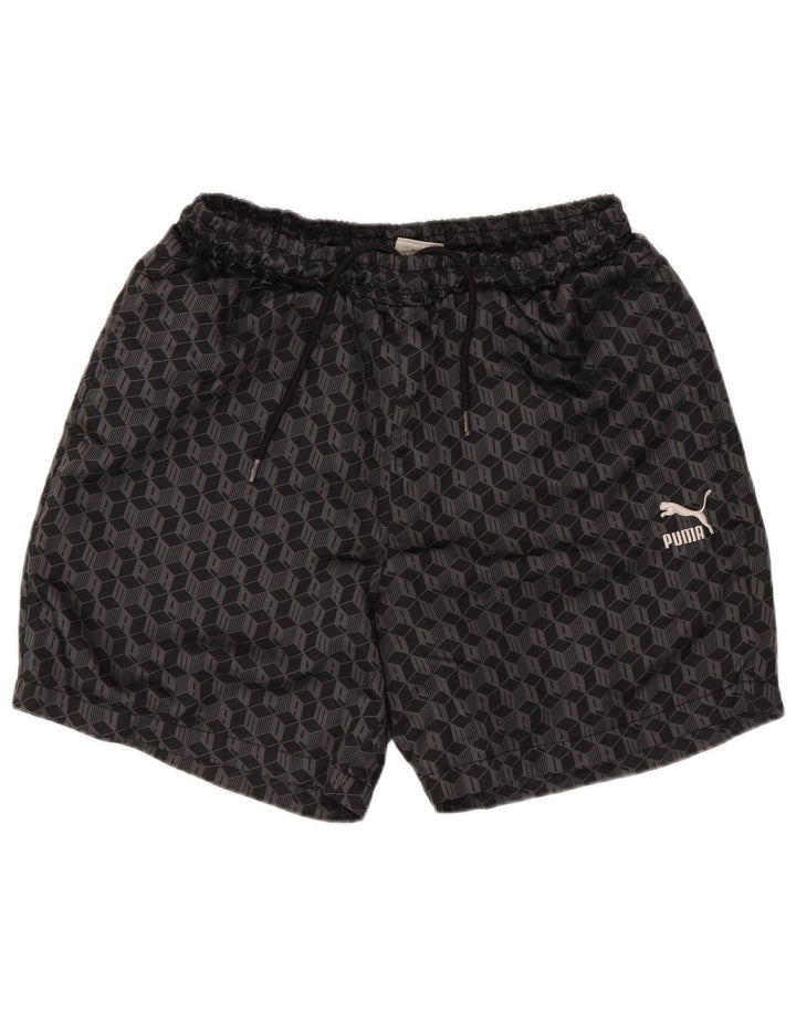 Pantaloni scurți de înot Puma pentru bărbați, poliester geometric geometric mic, negru