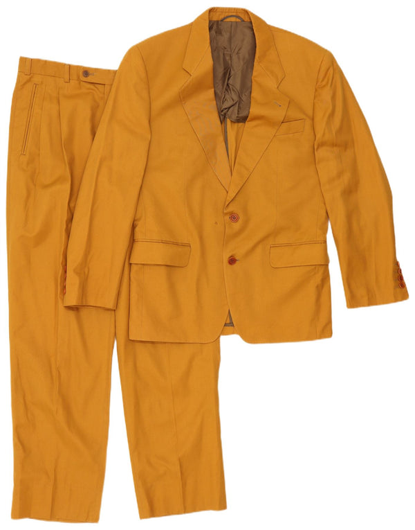 Costum pentru bărbați vintage, 2 nasturi, 2 piese IT 48 Medium L32 L32 Bumbac galben
