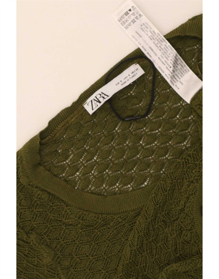 Bluză Crop Top Femei Zara UK 8 Small Kaki Viscose