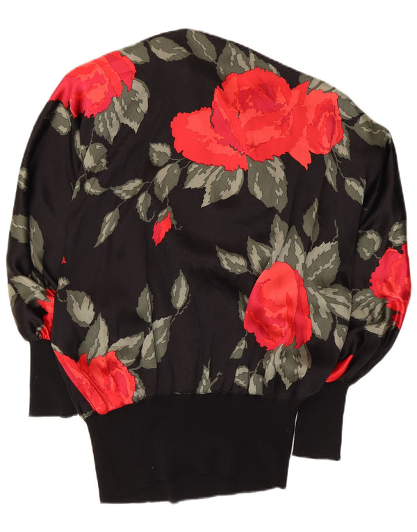 Bluză cu mânecă lungă pentru femei Donna Mizar Top IT 46 Mătase mare, neagră, florală