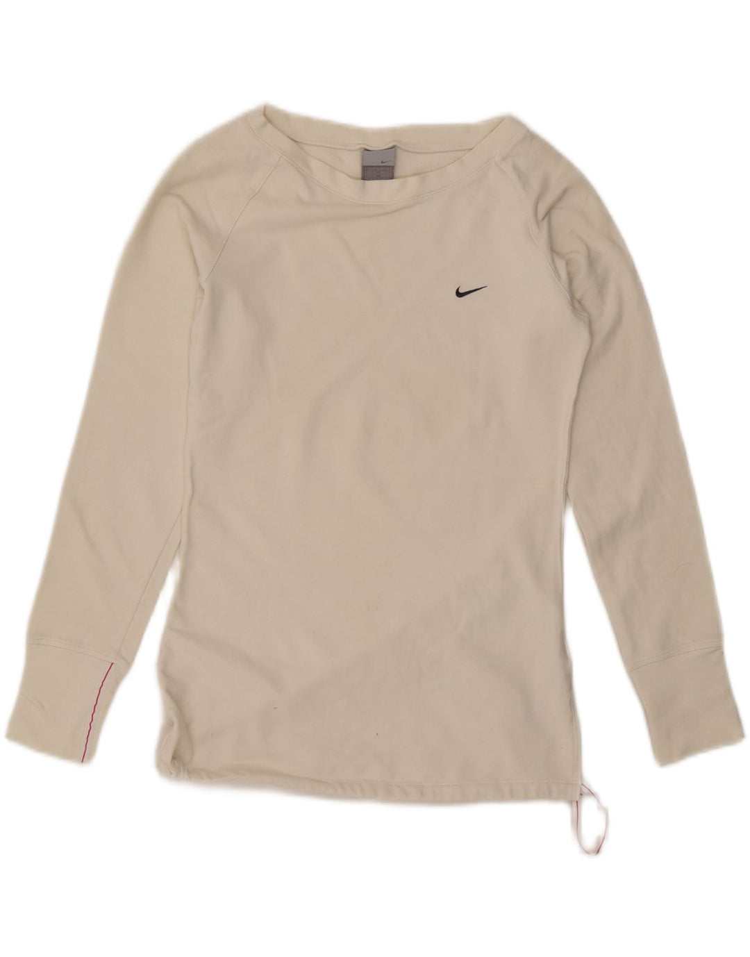 Top pentru femei Nike cu mânecă lungă Marea Britanie 10/12, bumbac alb mediu