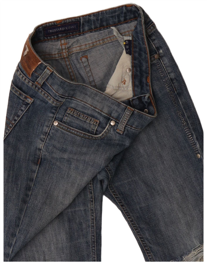 Blugi slim pentru femei TRUSSARDI Distressed W27 L33 Bumbac albastru