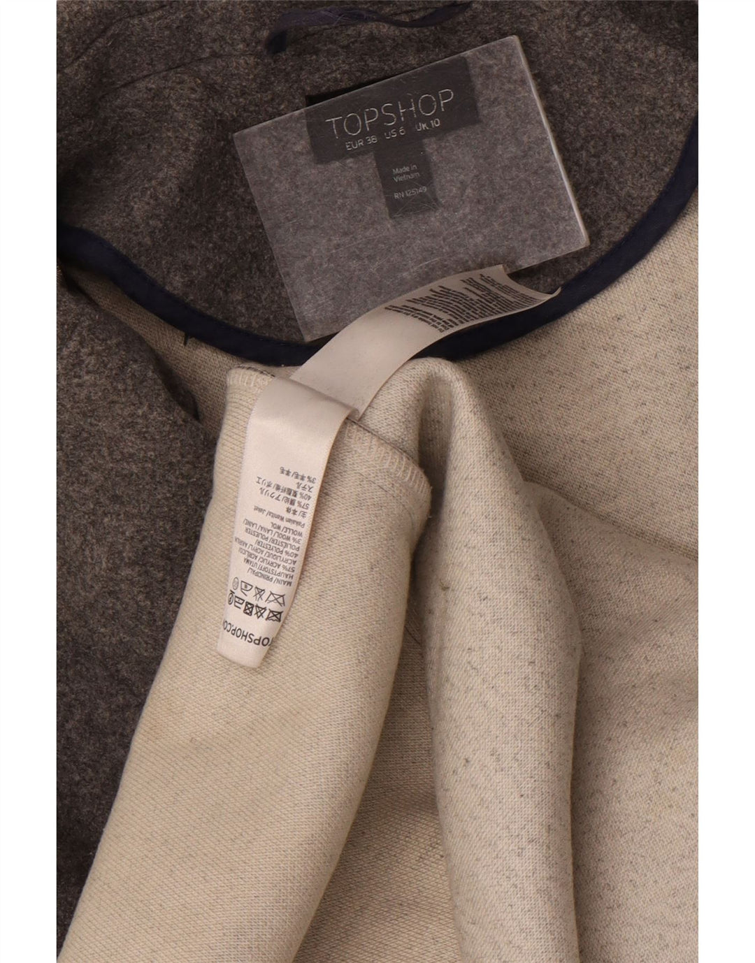 Topshop pardesiu supradimensionat pentru femei UK 10 mic, gri cu pete acrilice