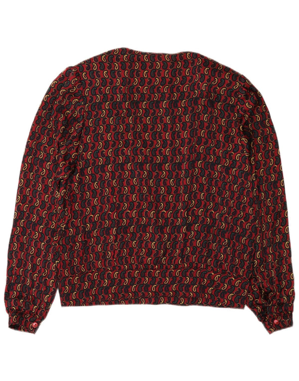 Bluză vintage pentru femei cu mânecă lungă Top UK 16 Large Burgundy Paisley