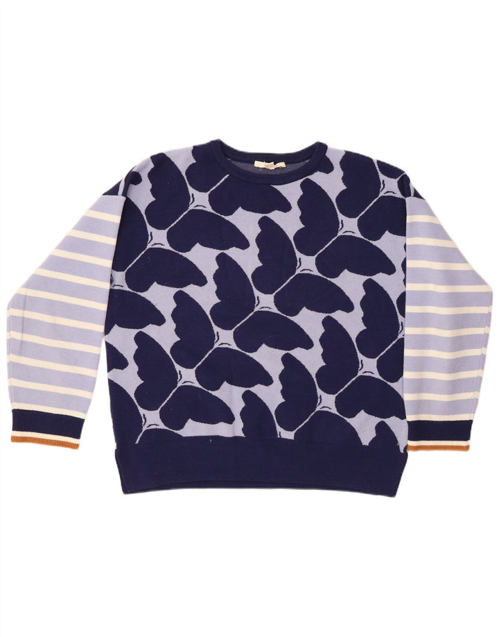 WHITE STUFF Pulover pentru femei cu decolteu rotund UK 14 mare bleumarin cu dungi