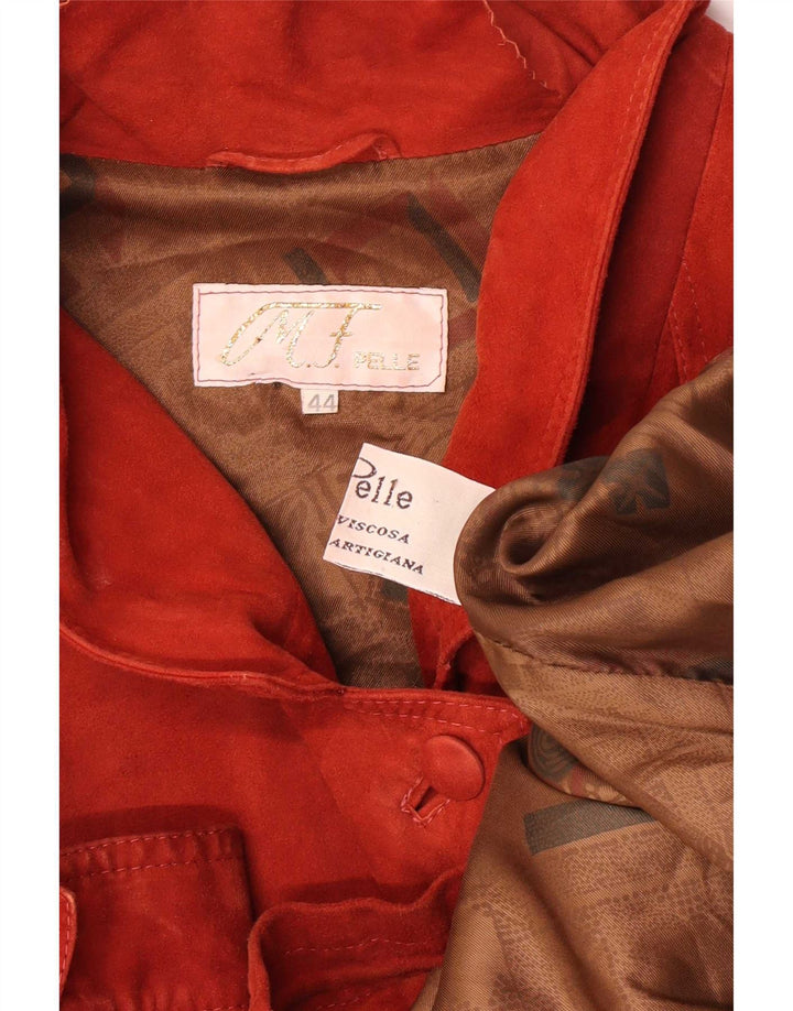 Jacheta de piele intoarsa supradimensionata pentru femei Vintage IT 44 Medium Red Piele