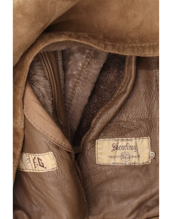 Jachetă vintage pentru bărbați din shearling IT 52 XL bej