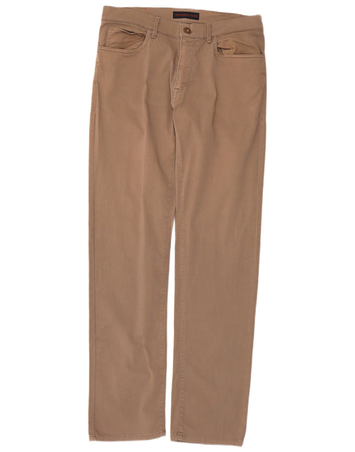 Trussardi Pantaloni drepți casual pentru bărbați W35 L33 poliester bej