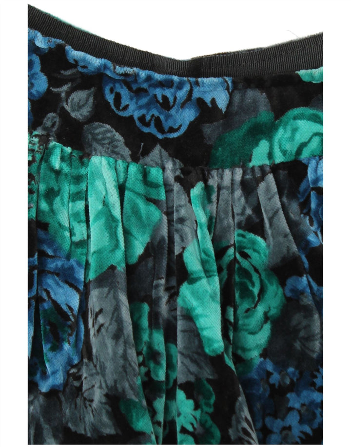 Fustă A-Line din catifea vintage pentru femei W28 Medium Multicolor Floral